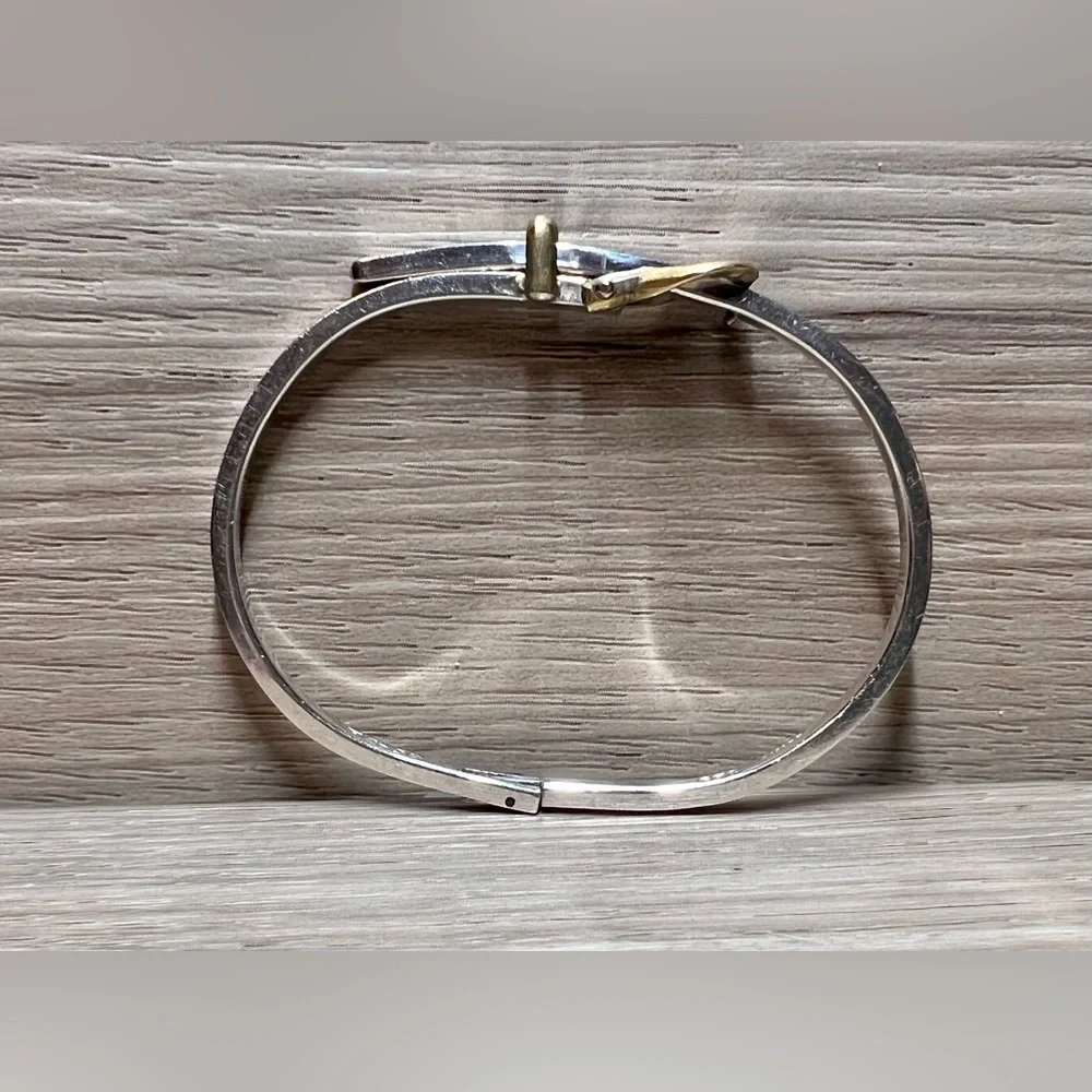Vintage Sterling Silver MEXICO TAXCO Belt Buckle Hinged Bangle Bracelet, 12.5g - Picture 4 of 8